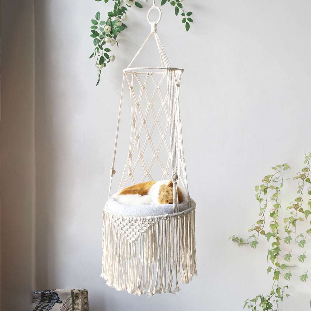 Macrame Hanging Pet Bed Macrame Cat Hammock Wall Hanging Cat Hammock - Minihomy