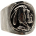 Handmade S925 Sterling Silver Thai Silver Vintage Wandering Coin Indian Chief Ring - Minihomy