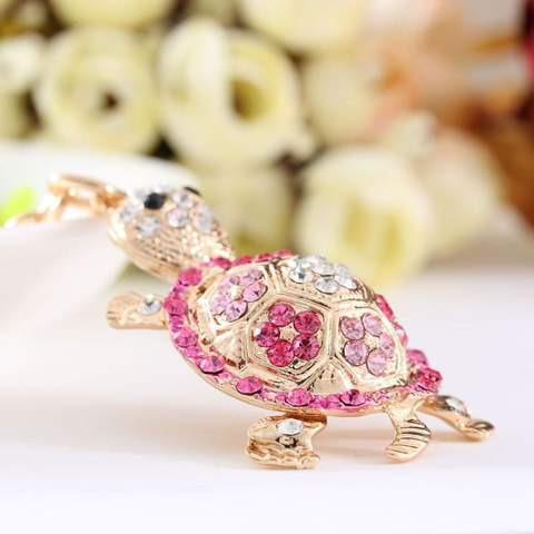 Novelty Rhinestone Tortoise Keychain - Minihomy