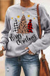 Letter Christmas Tree Sweater Round Neck For Women - Minihomy