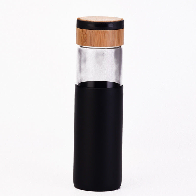 Handle Bamboo Cover Color Silicone Cover Outdoor Water Cup - Minihomy