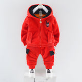 Add velvet and thicken winter three piece set for children - Minihomy