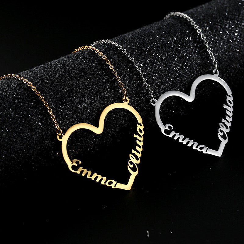 Stainless Steel Name Heart Necklace for Women Personalized Letter Gold Choker Necklace Gift