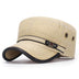 Distressed Flat-top Leather-trimmed Vintage Cotton Hat - Minihomy