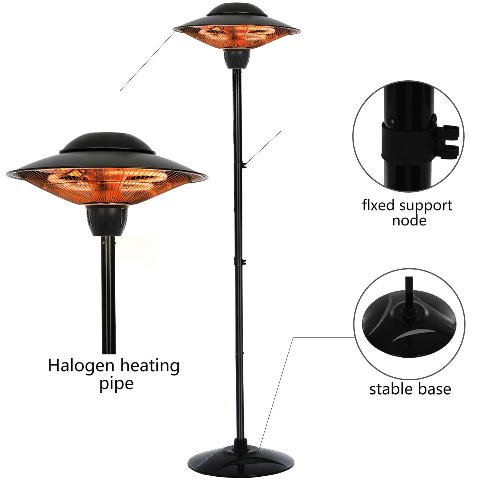 Patio Heater 1500W Outdoor Electric Heater,Outdoor Infrared Heater Tip Over - Minihomy