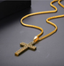 316L stainless steel gold plated christianity jewelry unique black mens vintage cross necklace with chain - Minihomy