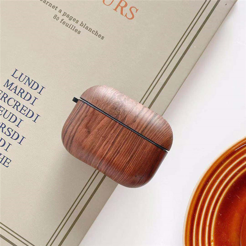 Soft TPU Wood Grain Business Charging Box Case for AirPod 2 3