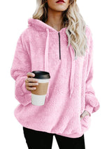 Plus Size Fall Winter Long Sleeve Plush Hooded Shirt Warm Sweatshirt - Minihomy