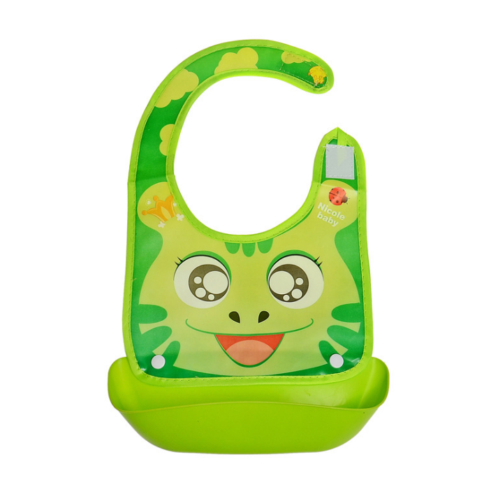 Cartoon baby PVC three-dimensional bib Increase baby bib Waterproof silicone children's dinner pocket - Minihomy