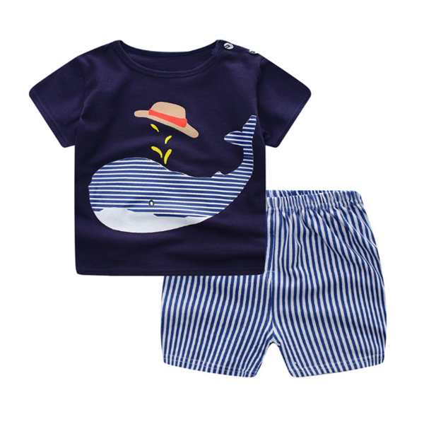 Cartoon Clothing Baby Boy Summer Clothes T-shirt Baby Girl Casual Clothing Sets - Minihomy