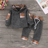 Multicolor Embroidery Plaid Plush Hoodie Suit - Minihomy