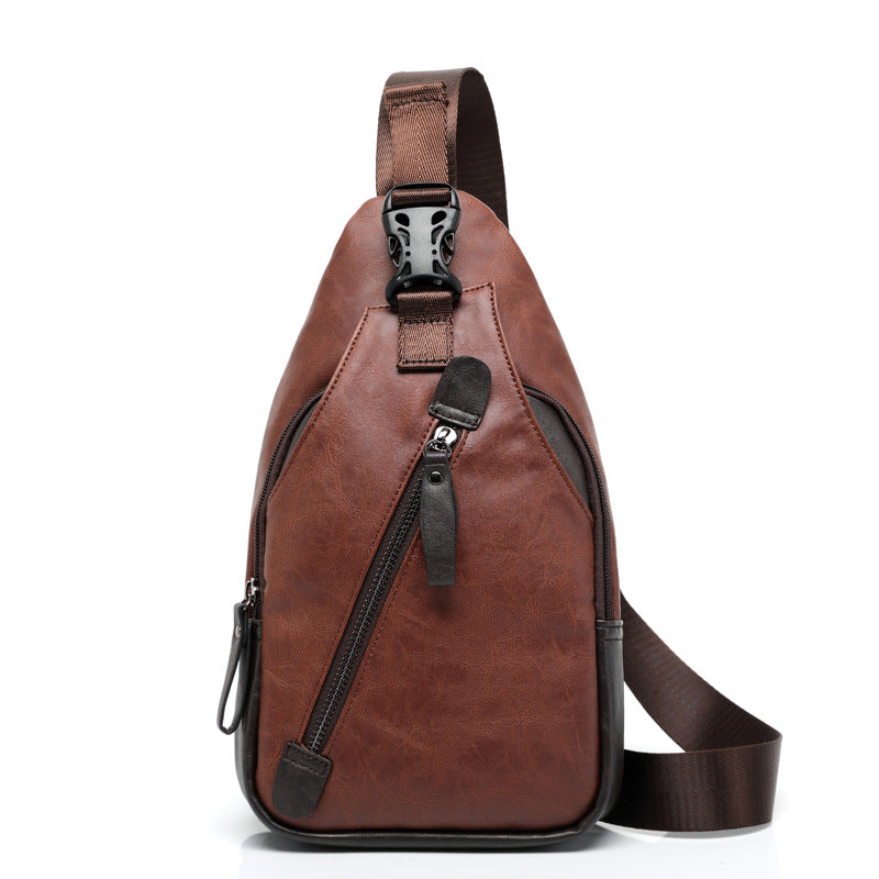 Leather Chest Bag Shoulder Messenger Bag - Minihomy