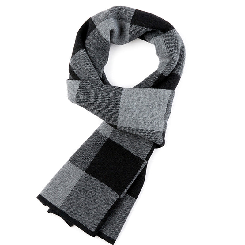 Plaid Men Scarf Knitted Scarf - Minihomy