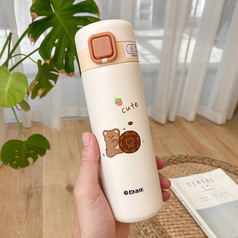 Square buckle bear bounce cover thermos cup