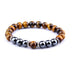 Explosion Style Yellow Tiger Eye Bracelet Fashion Simple Obsidian Alloy Separator Elastic Bracelet - Minihomy