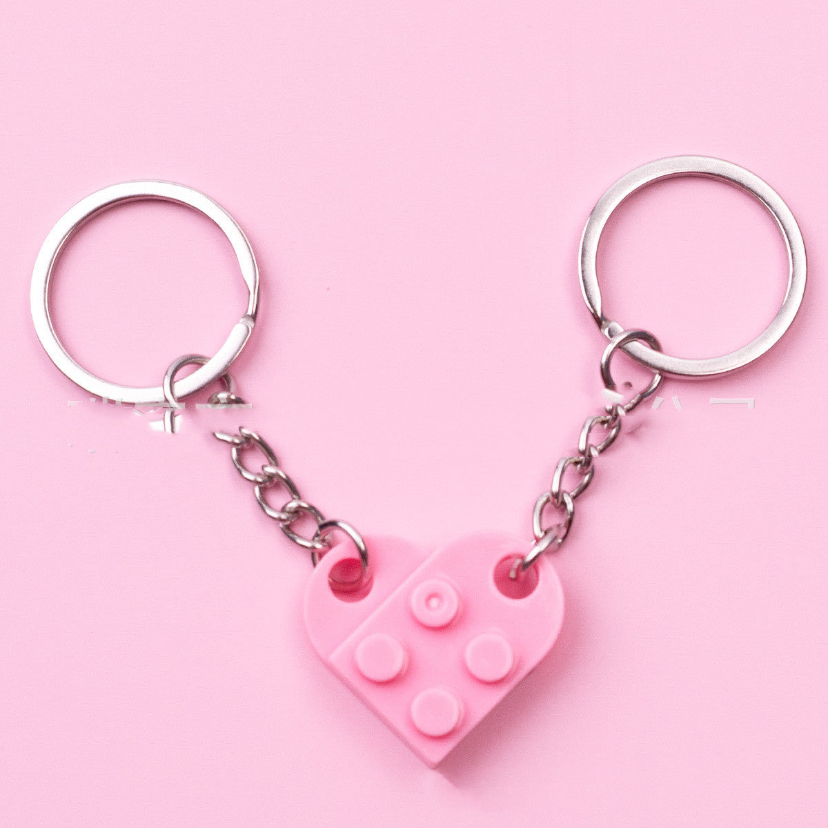 Heart Key Chain Valentines Day Gift Blocks Can Split Key Link Couples - Minihomy