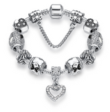 Silver Crystal Charm Bracelet for Women