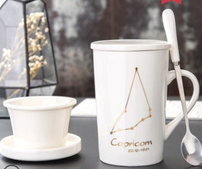 Creative cup ceramic with lid spoon tea cup filter - Minihomy