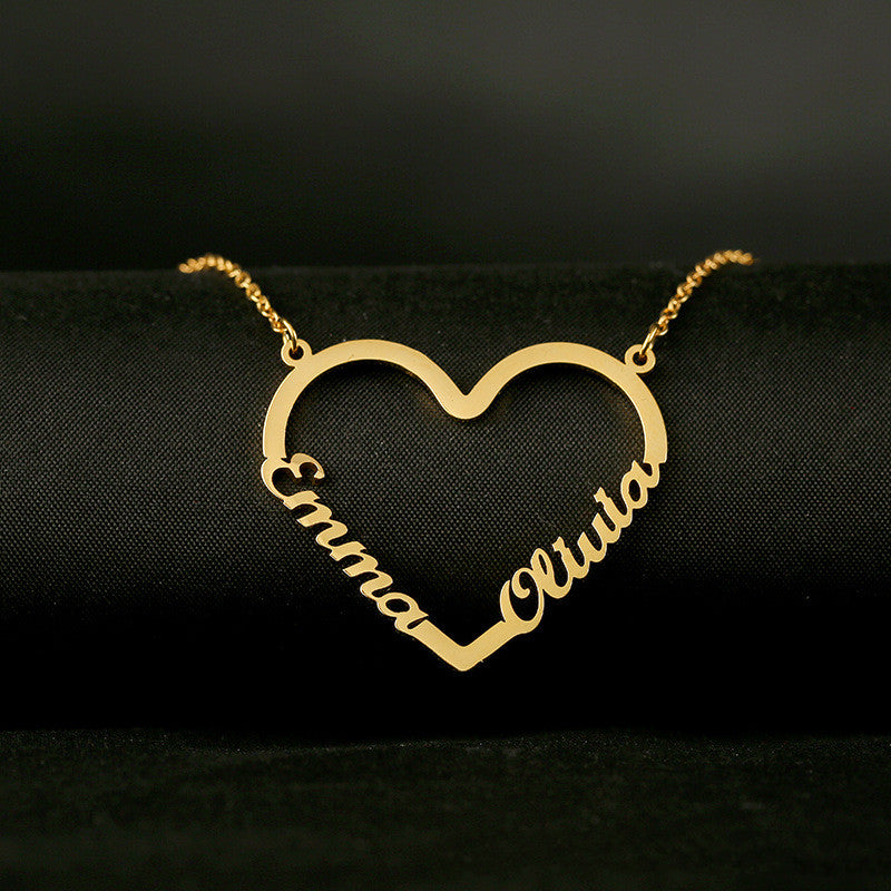 Stainless Steel Name Heart Necklace for Women Personalized Letter Gold Choker Necklace Gift