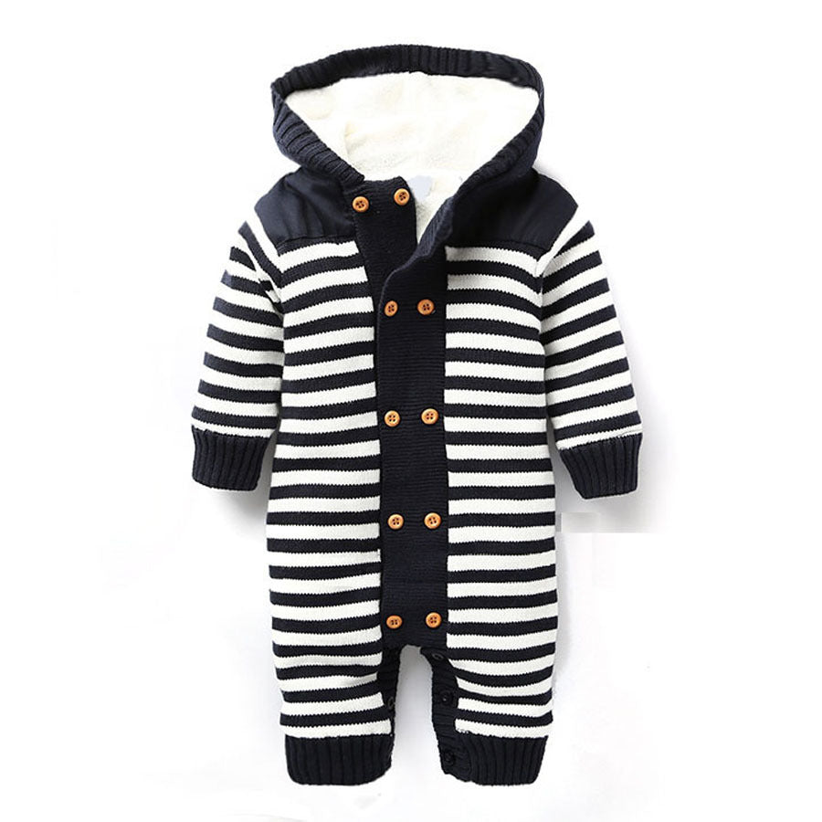 Newborn Baby Boys Girls Warm Romper Baby Winter Thick Climbing Clothes - Minihomy