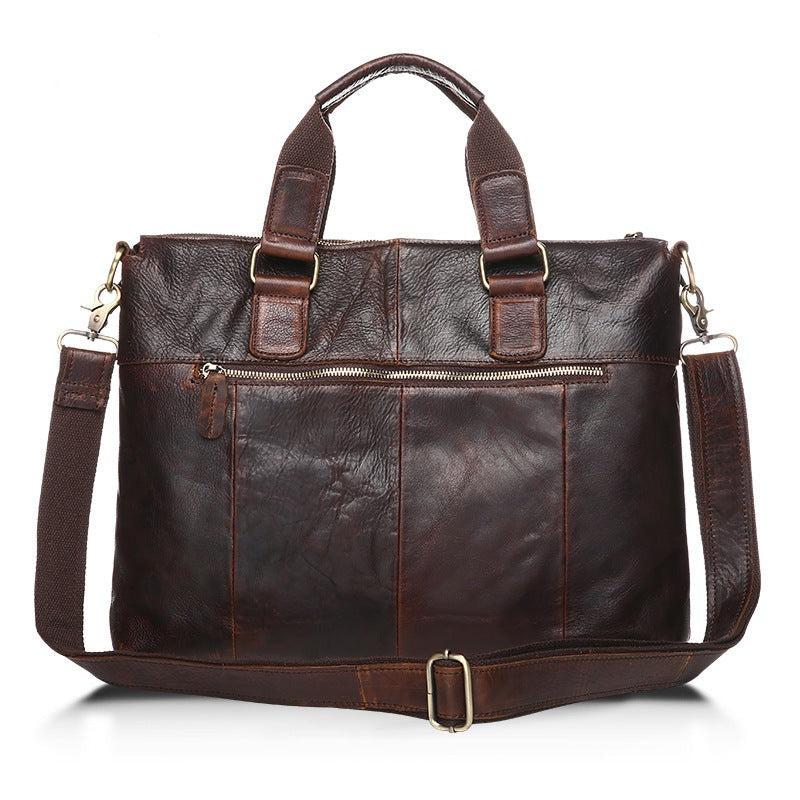 Male Baotou crazy horse leather layer man portable Shoulder Satchel retro casual briefcase