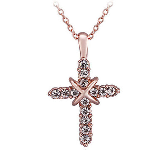 Studded Jesus Cross Necklace Clavicle Chain