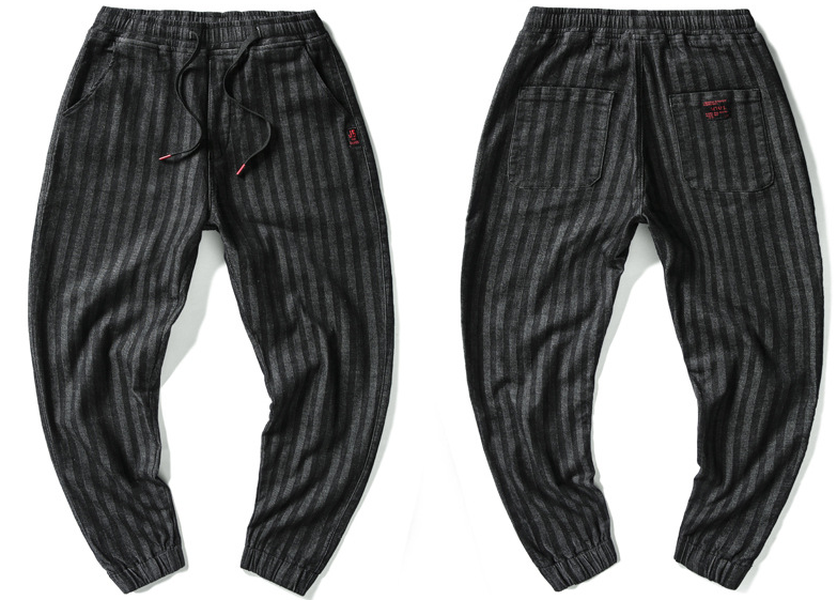 Japanese Style Men Jeans Stripe Designer Casual Denim Cargo Pants Men - Minihomy