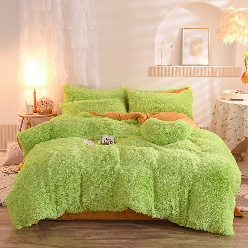 Duvet Cover Queen King Winter Warm Bed Quilt Cover Pillowcase Fluffy Plush Shaggy Bedclothes Bedding Set - Minihomy