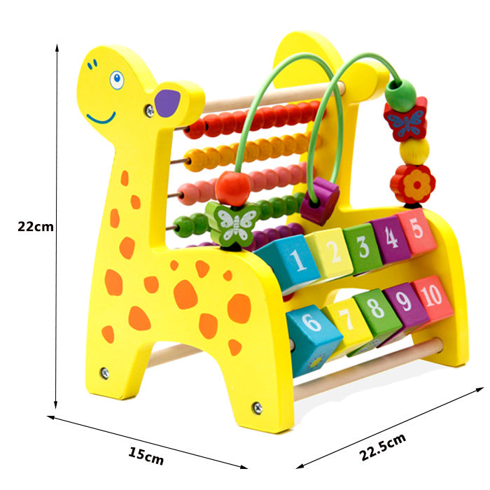 Wooden multi function deer knockout  calculation frame turn over plate rack three in one child early education puzzle toy