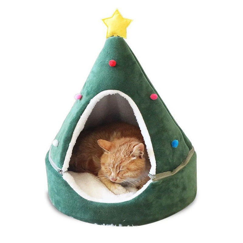 Christmas Tree Pet Bed Winter Warm Pet Nest Cat House Dog pet supplies - Minihomy