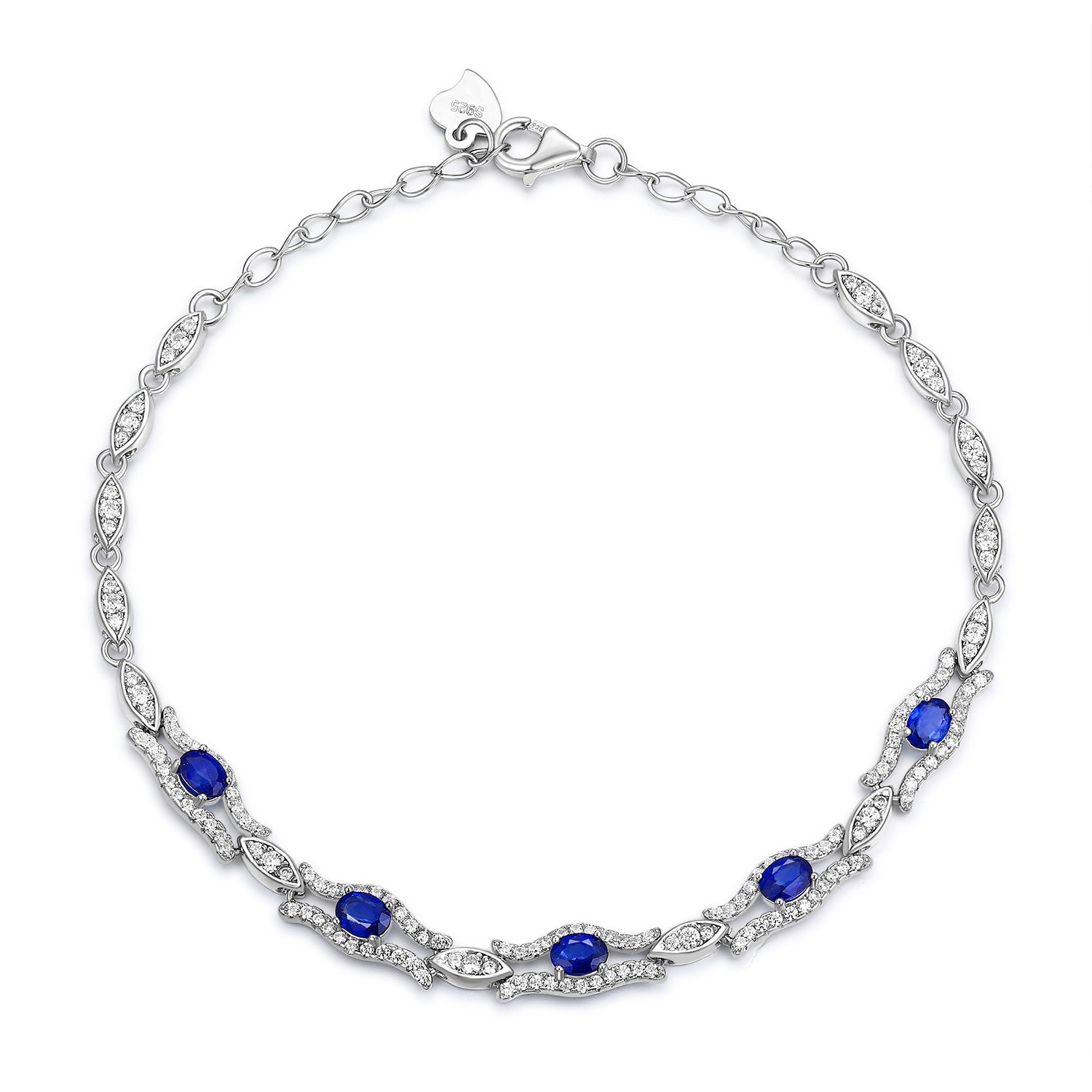 Natural Sapphire Bracelet Women's S925 Silver Set Gem Jewelry - Minihomy