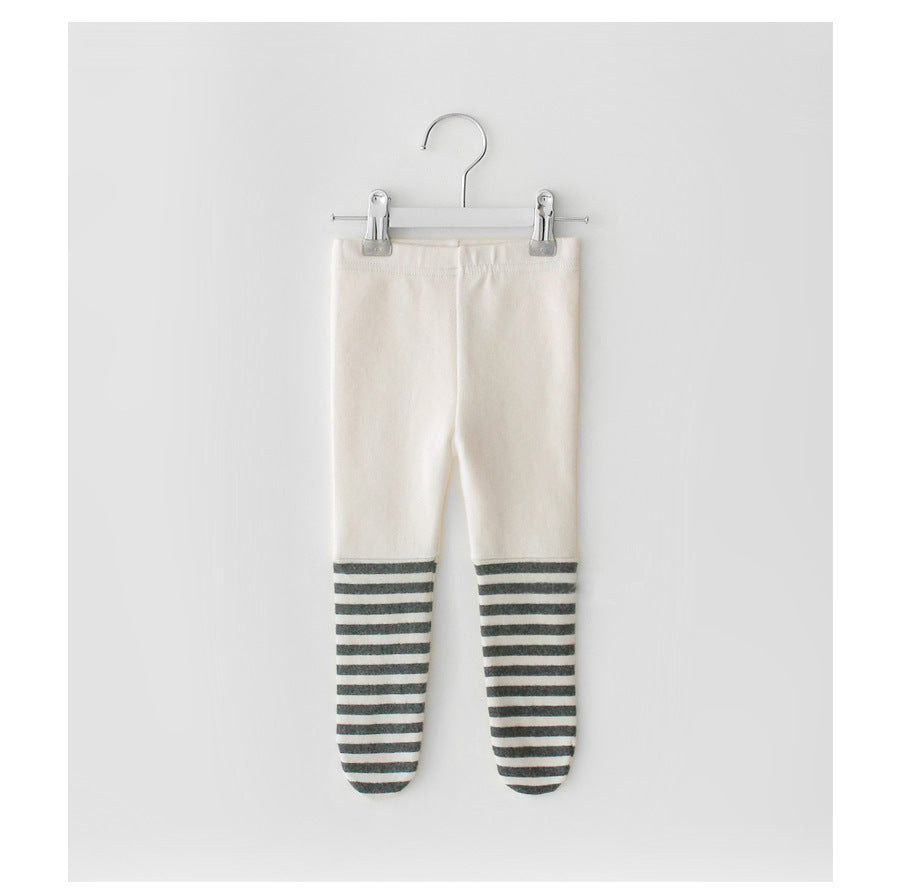 Stitched striped tights