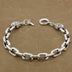 S925 Vintage Thai Silver Men's Square Ring Double Faucet Bracelet