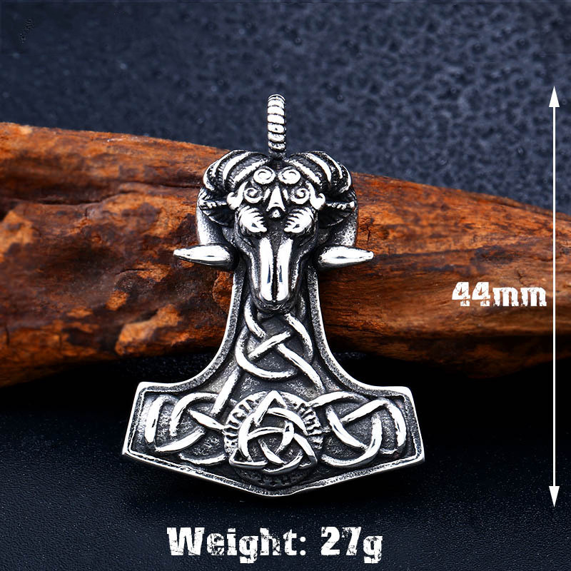 Punk Sheep Head Viking Retro Stainless Steel Pendant Mens Pendant