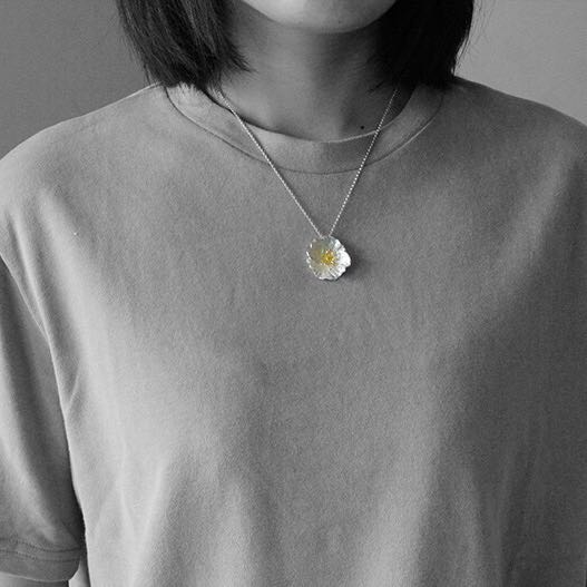 Simulation Flower Silver Pendant