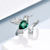 Emerald Green May Birthstone Crystal Ring for Mom Birthday, Sterling Silver Hummingbird Womens Ring Jewelry Gifts - Minihomy