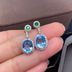 Natural Sky Blue Topaz Set Ring Pendant Earring Crystal - Minihomy