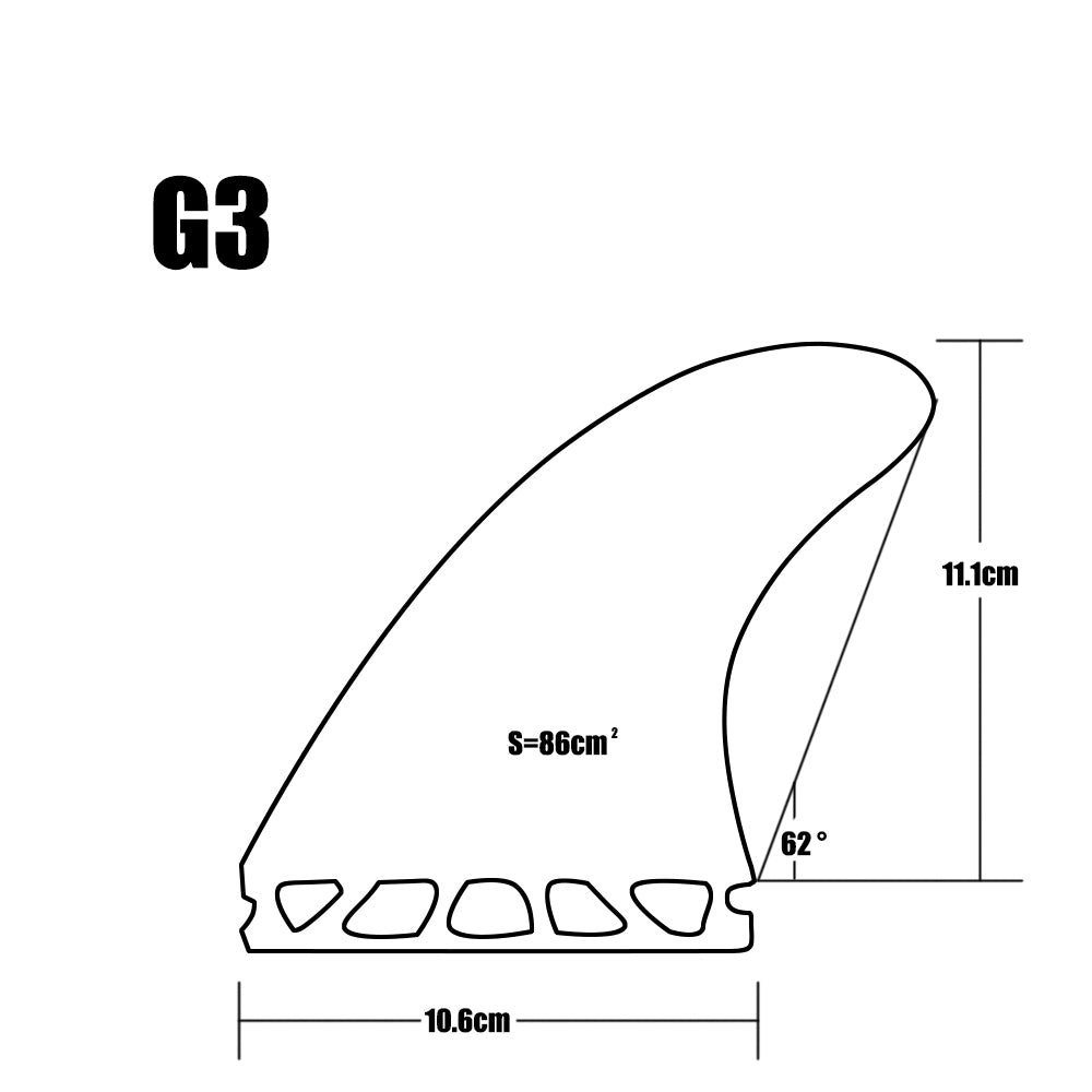 Surfboard fin carbon fiber honeycomb rudder