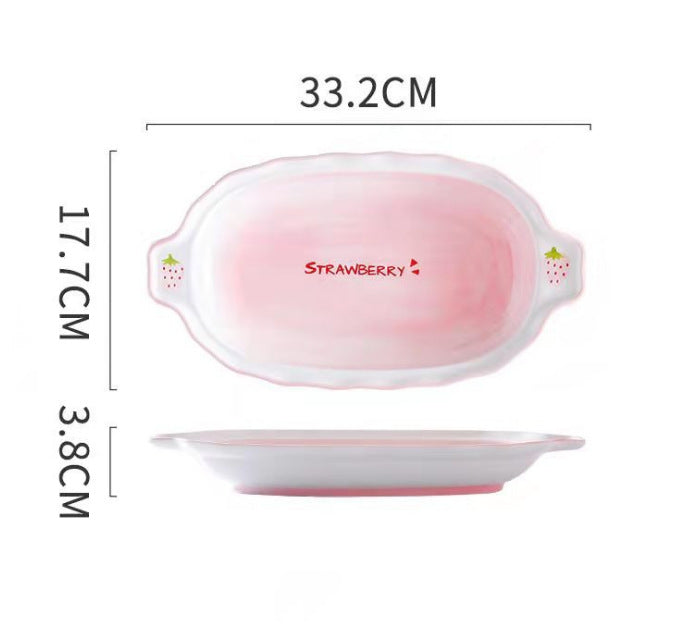 Cute Girl Strawberry Series Tableware Cartoon Dishes - Minihomy