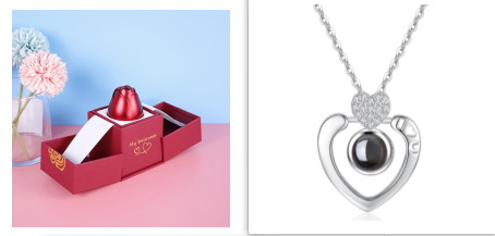 Valentine's Day Gifts Metal Rose Jewelry Gift Box Necklace For Wedding