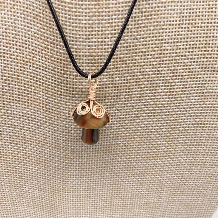 Winding Small Mushroom Natural Stone Necklace