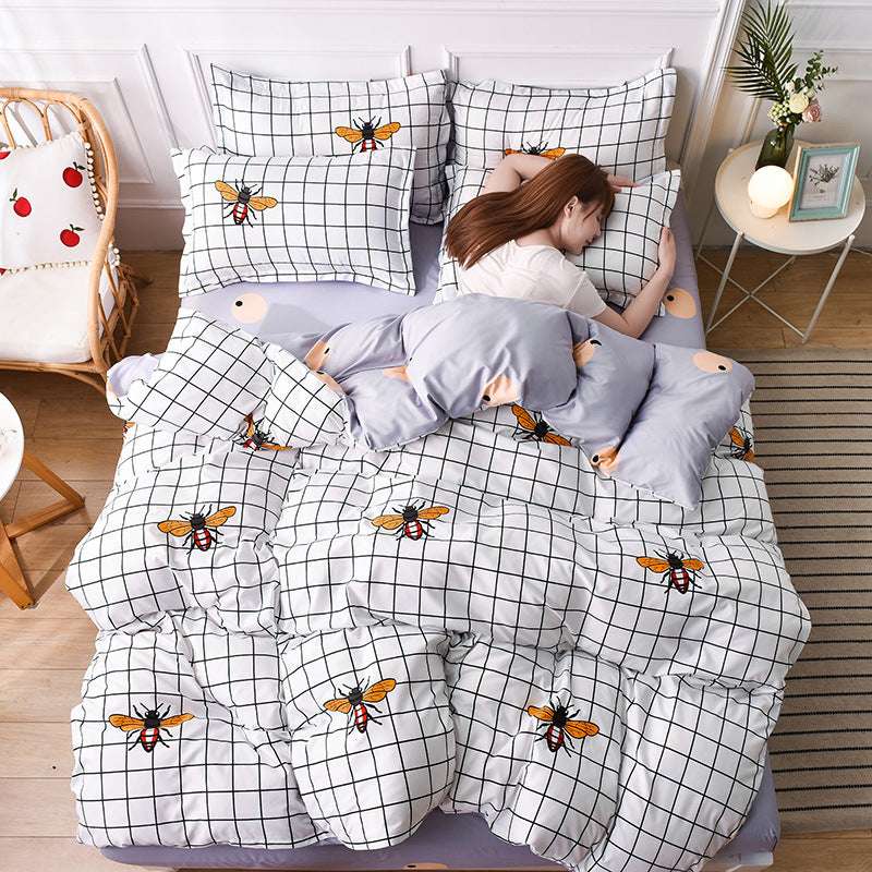 Bedding Printed Bed Four-piece Aloe Cotton Bed Sheet - Minihomy