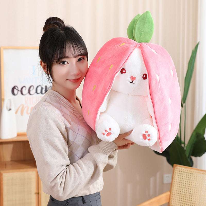 Fruit Transfigured Bunny Plush Toy Cute Carrot Strawberry Turn Into Rabbit Plush Toy - Minihomy