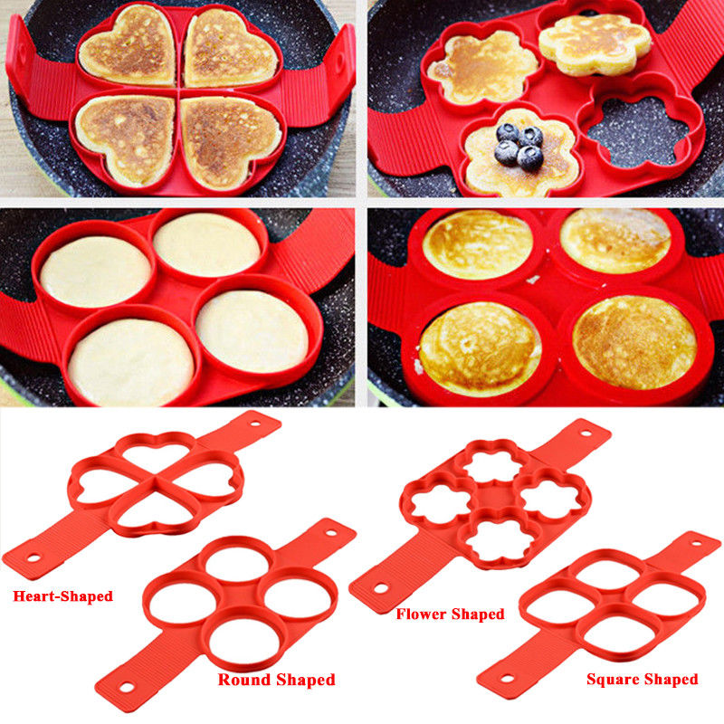 Silicone Non Stick Fantastic Egg Pancake Maker Ring Kitchen Baking Omelet Molds Flip Cooker Egg Ring Mold - Minihomy