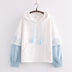 Embroidered Sleeves Wave Print Contrast Color And Velvet Padded Pullover Sweater Women - Minihomy