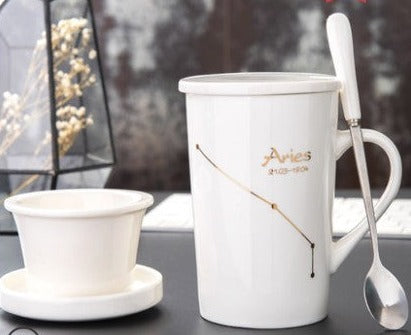 Creative cup ceramic with lid spoon tea cup filter - Minihomy