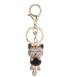 Enamel Lucky Cat Crystal Keychain Alloy Keyring For Women - Minihomy