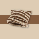 Ins Little Devil Striped Knitted Wool Hat Women - Minihomy