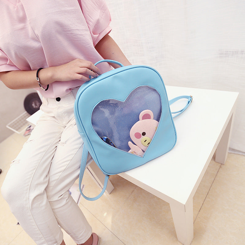 Korean cute students children's soft sister Macarons retro color transparent Backpack Bag - Minihomy