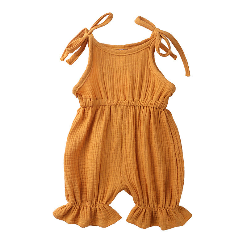 Newborn Toddler Baby Girls Sleeveless Solid Romper Jumpsuit Outfit - Minihomy